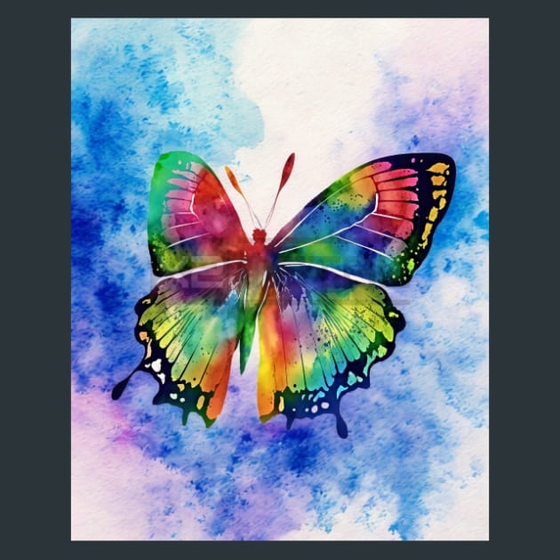 Watercolor Butterfly 5 Metal Wall Art and Desktop Mouse Pad by X2Metal