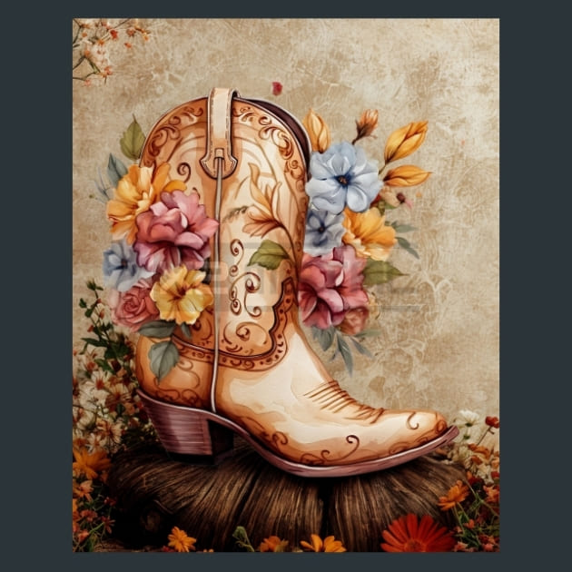 Watercolor Boots 16 Metal Wall Art and Desktop Mouse Pad by X2Metal