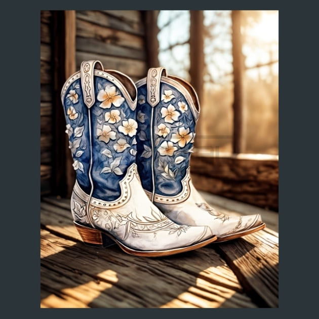 Watercolor Boots 2 Metal Wall Art and Desktop Mouse Pad by X2Metal