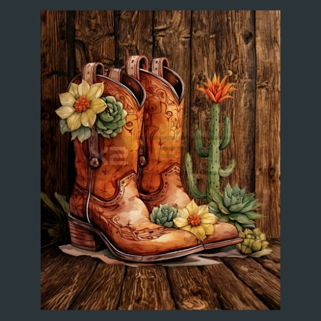 Watercolor Boots 35 Metal Wall Art and Desktop Mouse Pad by X2Metal