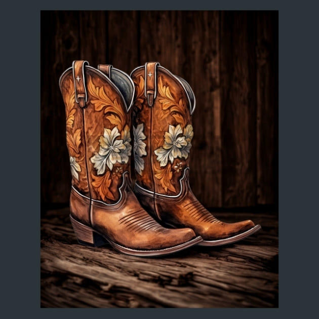 Watercolor Boots 44 Metal Wall Art and Desktop Mouse Pad by X2Metal