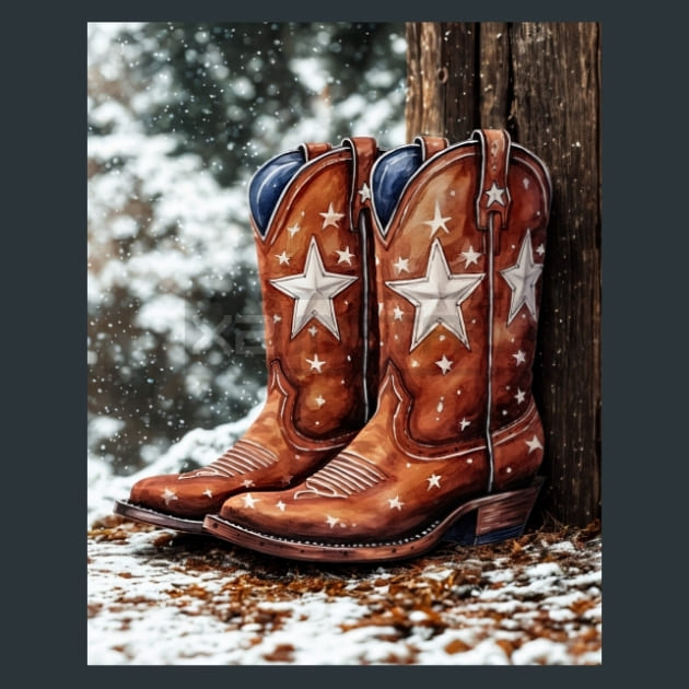 Watercolor Boots 6 Metal Wall Art and Desktop Mouse Pad by X2Metal