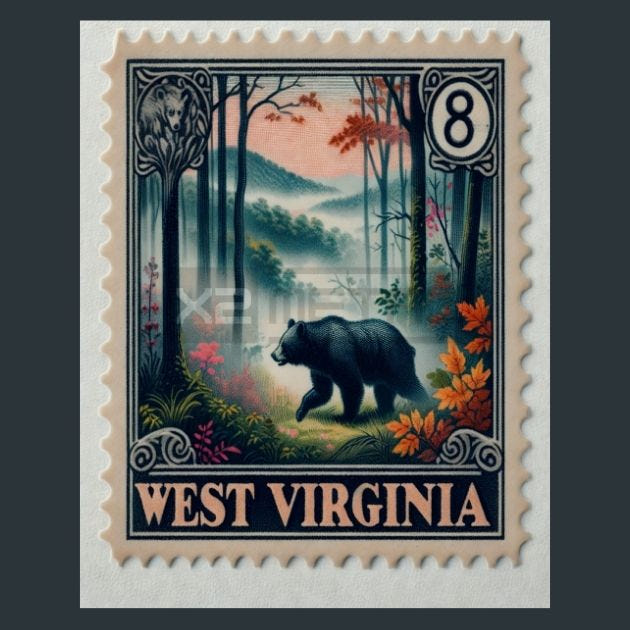 West Virginia Stamp 2 Metal Wall Art and Desktop Mouse Pad by X2Metal