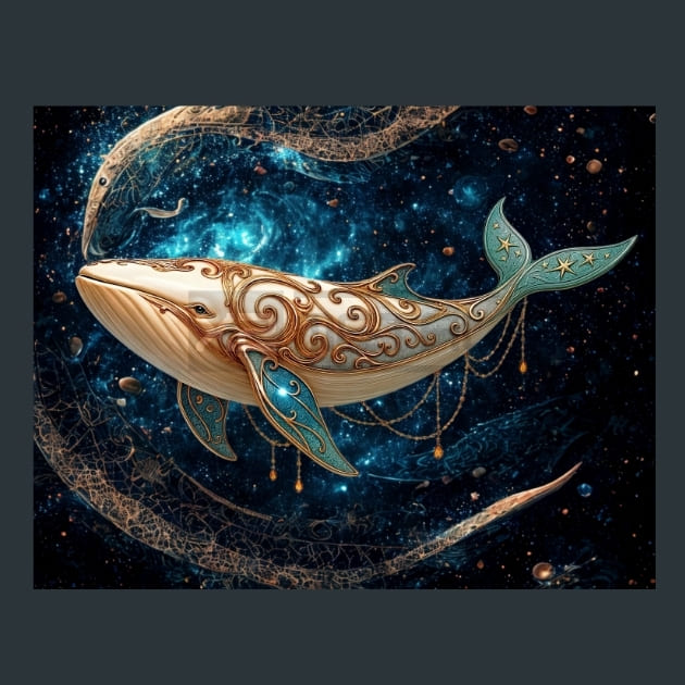 Whale Celestial Voyagers Metal Wall Art and Desktop Mouse Pad by X2Metal