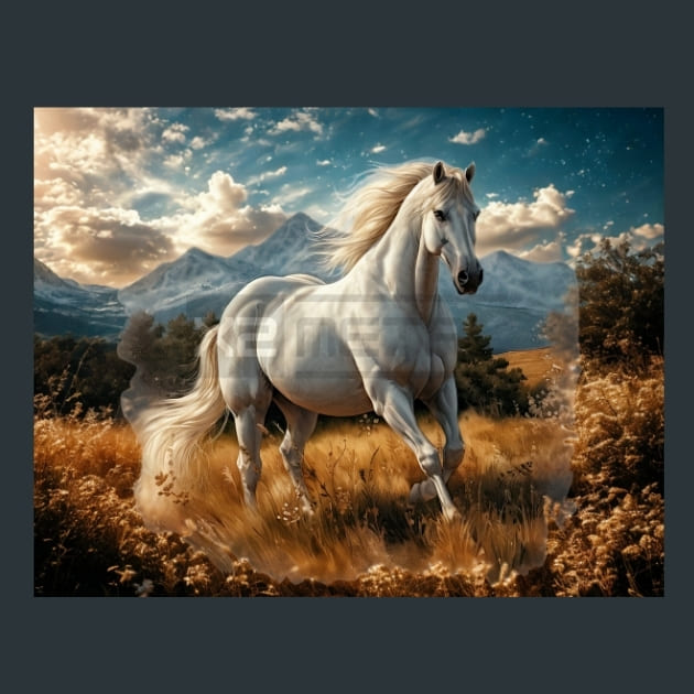 White Horse 22 Metal Wall Art and Desktop Mouse Pad by X2Metal