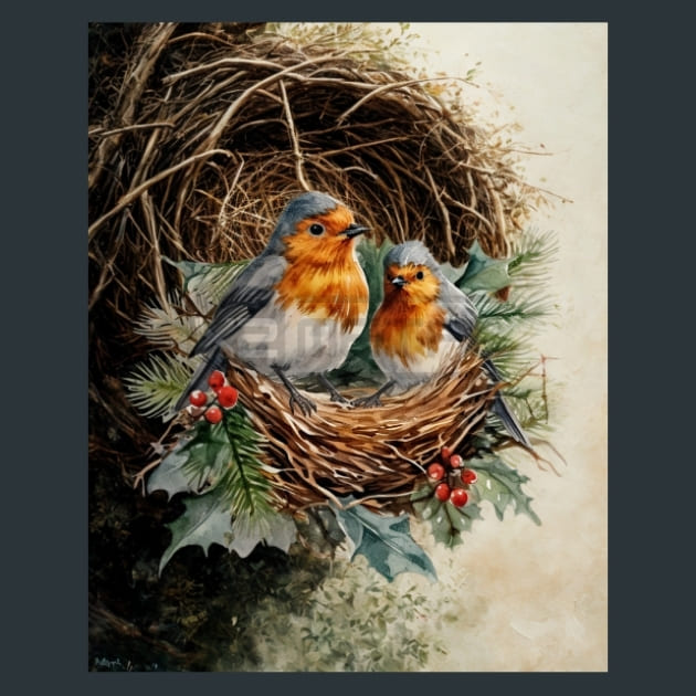 Winter Robin 10 Metal Wall Art and Desktop Mouse Pad by X2Metal