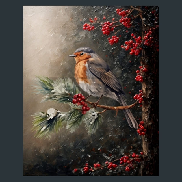Winter Robin 14 Metal Wall Art and Desktop Mouse Pad by X2Metal