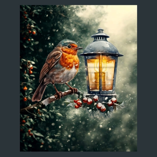 Winter Robin 16 Metal Wall Art and Desktop Mouse Pad by X2Metal