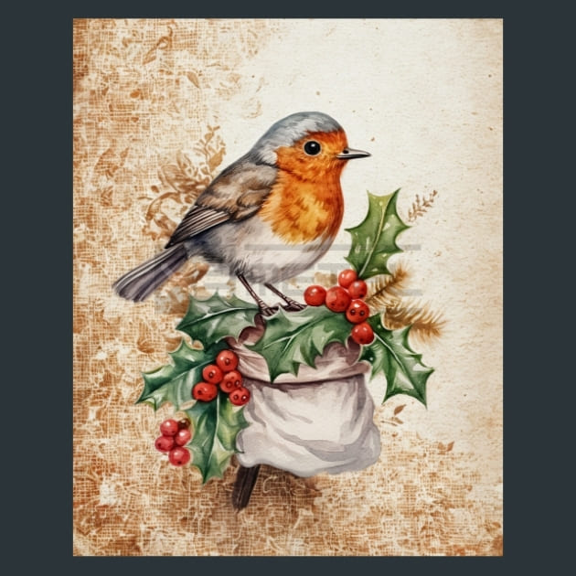 Winter Robin 18 Metal Wall Art and Desktop Mouse Pad by X2Metal