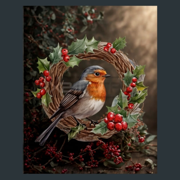 Winter Robin 22 Metal Wall Art and Desktop Mouse Pad by X2Metal