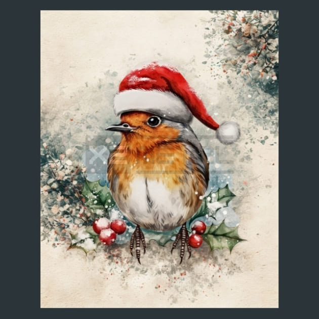 Winter Robin 27 Metal Wall Art and Desktop Mouse Pad by X2Metal