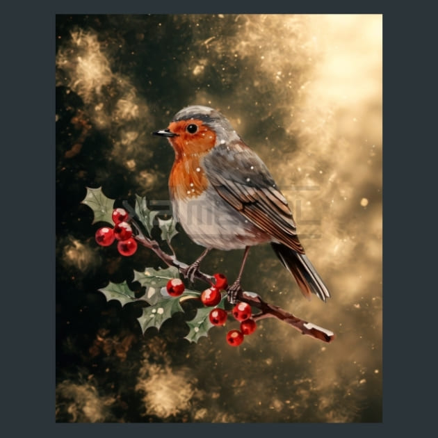 Winter Robin 4 Metal Wall Art and Desktop Mouse Pad by X2Metal