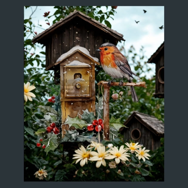 Winter Robin 9 Metal Wall Art and Desktop Mouse Pad by X2Metal
