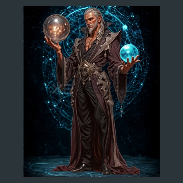 Wizard Crystal Ball Metal Wall Art and Desktop Mouse Pad by X2Metal
