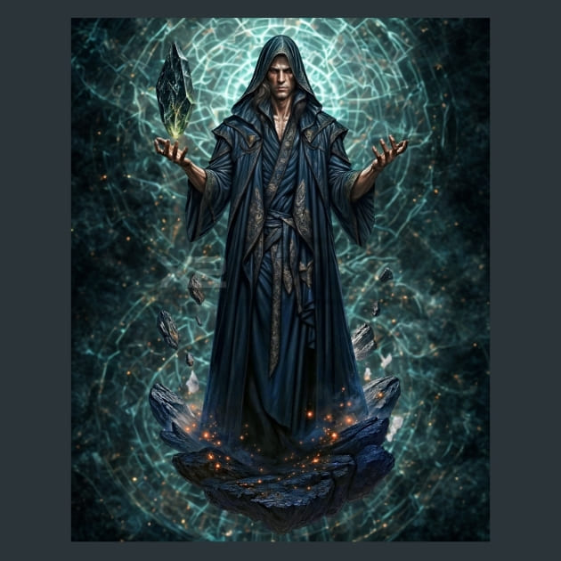 Wizard Crystal Stone 2 Metal Wall Art and Desktop Mouse Pad by X2Metal