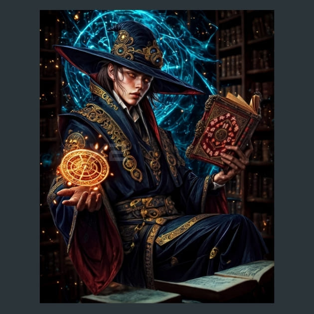 Wizard Mage Book 2 Metal Wall Art and Desktop Mouse Pad by X2Metal
