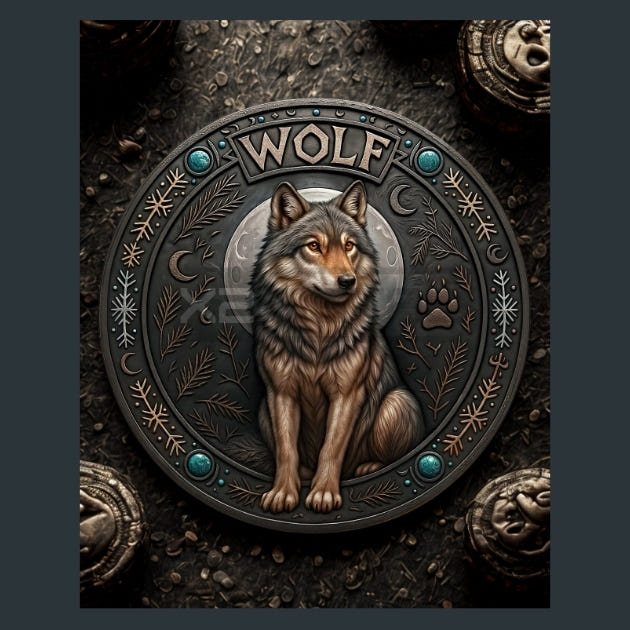 Wolf - Zodiac-Native-American Metal Wall Art and Desktop Mouse Pad by X2Metal