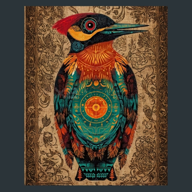 Woodpecker-Zodiac-Native-American Metal Wall Art and Desktop Mouse Pad by X2Metal