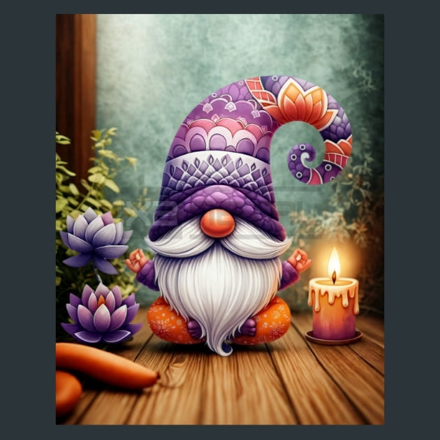 Yoga Gnomes 18 Metal Wall Art and Desktop Mouse Pad by X2Metal