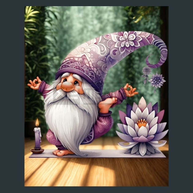 Yoga Gnomes 19 Metal Wall Art and Desktop Mouse Pad by X2Metal