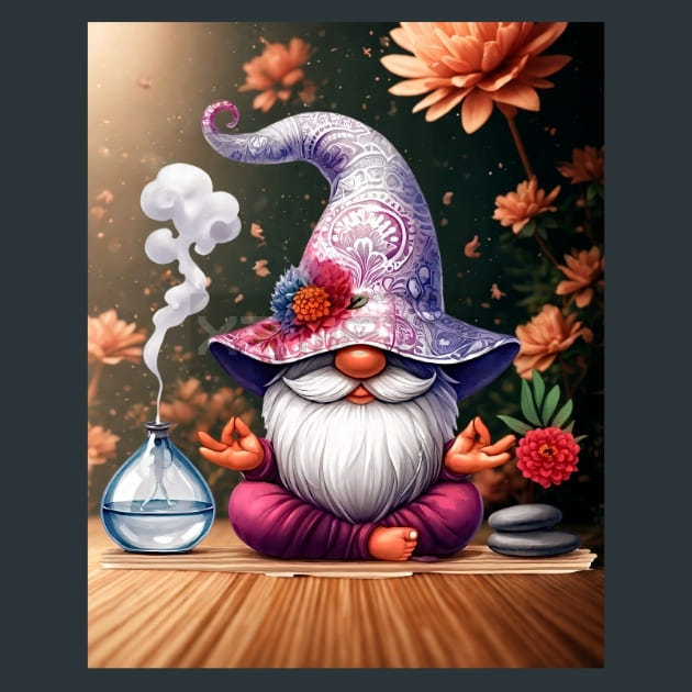Yoga Gnomes 21 Metal Wall Art and Desktop Mouse Pad by X2Metal