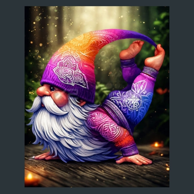 Yoga Gnomes 6 Metal Wall Art and Desktop Mouse Pad by X2Metal