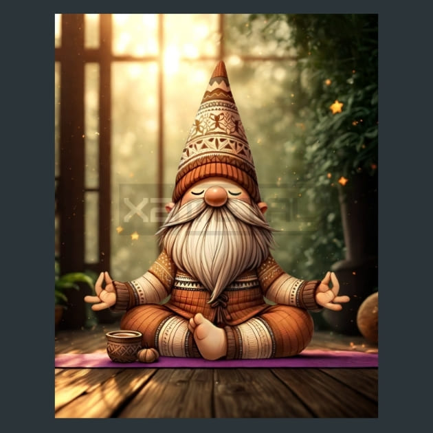 Yogi Gnomes 14 Metal Wall Art and Desktop Mouse Pad by X2Metal