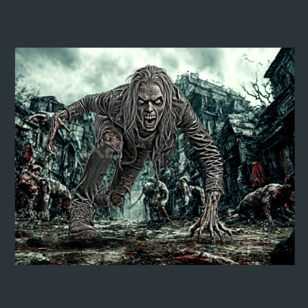 Zombie Dragging Metal Wall Art and Desktop Mouse Pad by X2Metal
