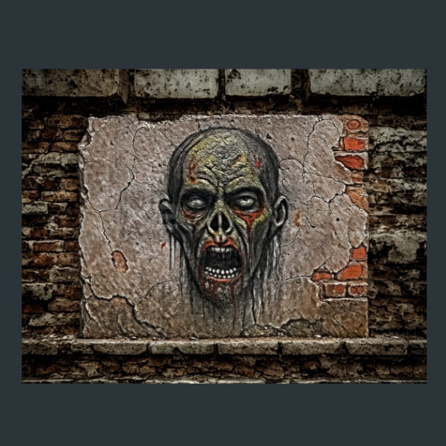 Zombie Graffiti Metal Wall Art and Desktop Mouse Pad by X2Metal