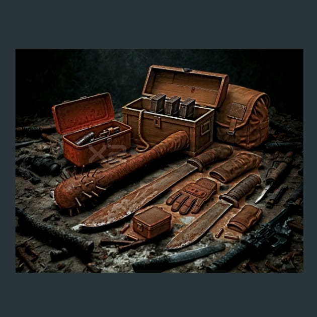 Zombie Hunter’s Weapon Metal Wall Art and Desktop Mouse Pad by X2Metal