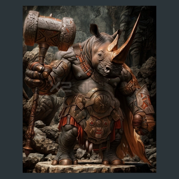 Zulu Rhino Warriors-Alpha Metal Wall Art and Desktop Mouse Pad by X2Metal