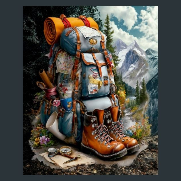 hiking backpack 1 Metal Wall Art and Desktop Mouse Pad by X2Metal