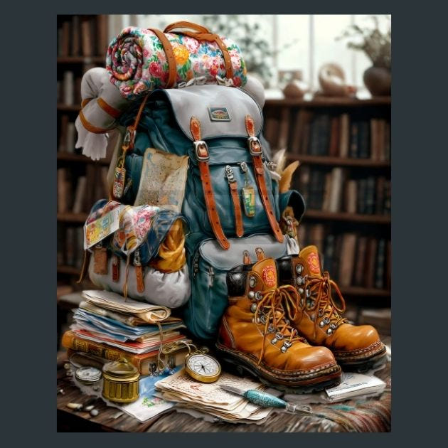 hiking backpack 12 Metal Wall Art and Desktop Mouse Pad by X2Metal
