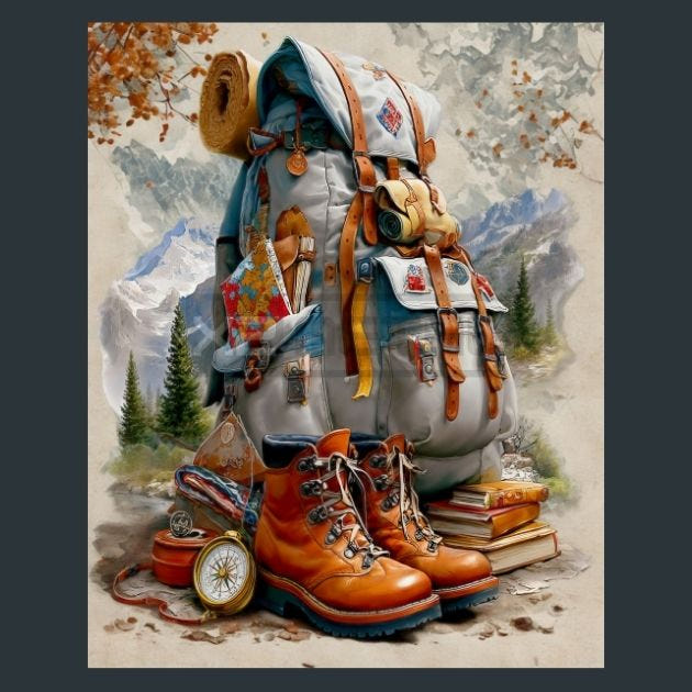 hiking backpack 6 Metal Wall Art and Desktop Mouse Pad by X2Metal