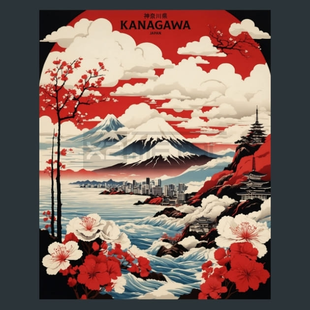kanagawa Japan Metal Wall Art and Desktop Mouse Pad by X2Metal