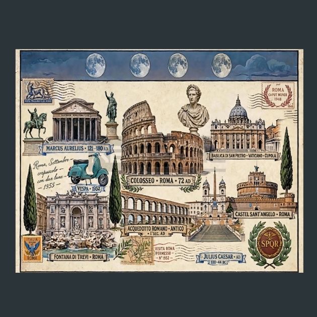 rome-vintage-collage-metal-print