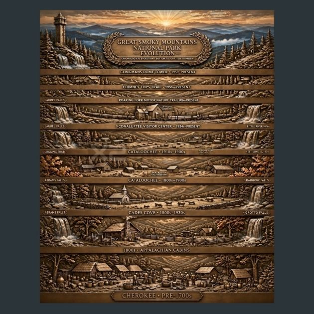 smoky-mountains-evolution-bronze-metal-print