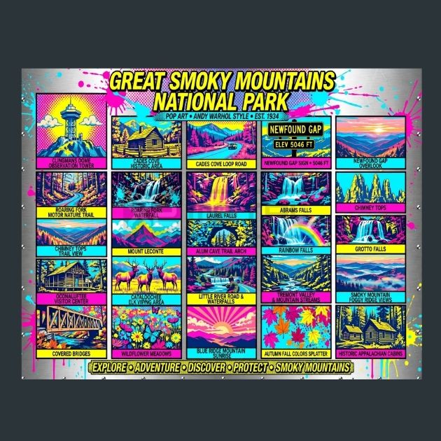 smoky-mountains-pop-art-metal-print