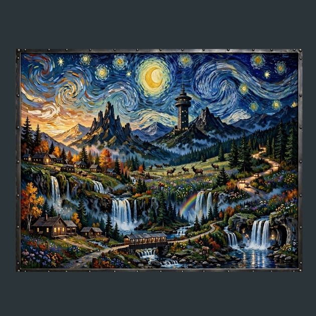 smoky-mountains-starry-night-metal-print