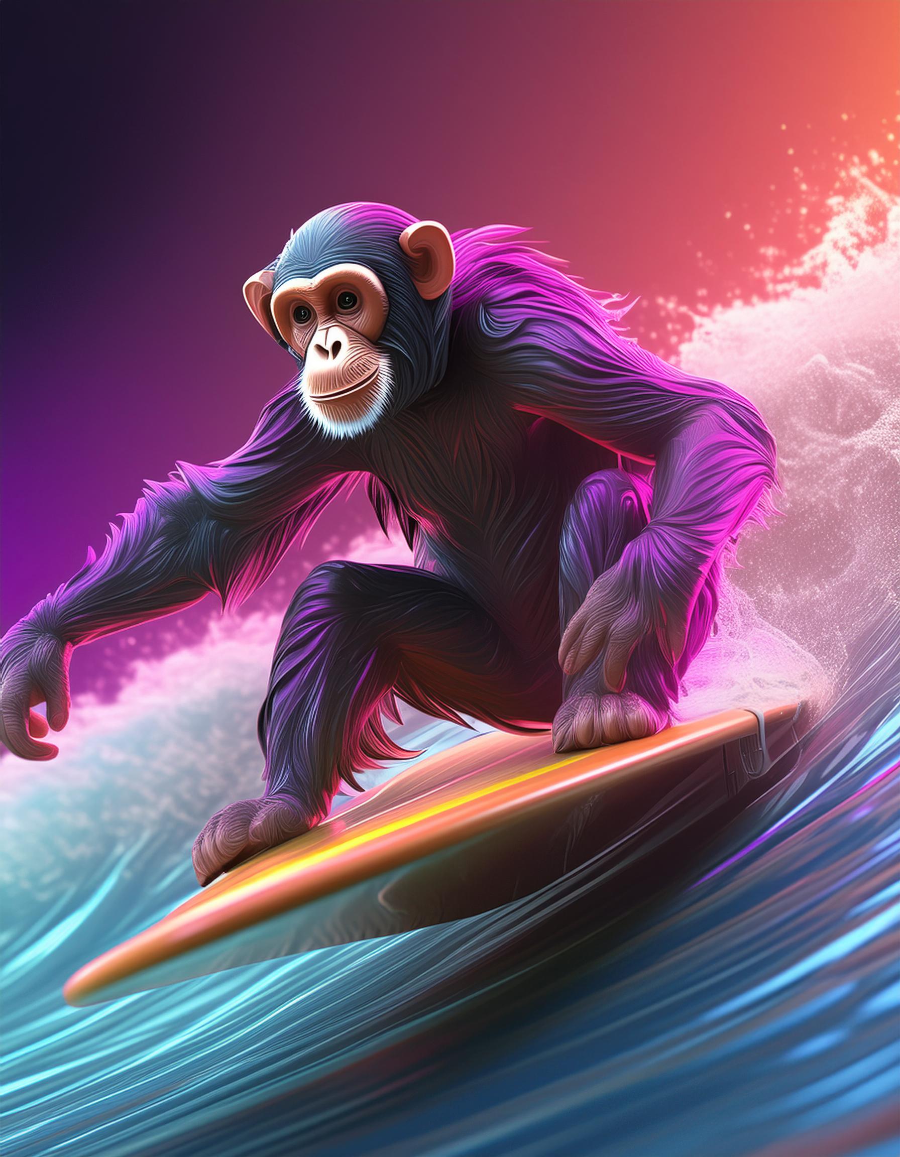 surfing_monkey metal print